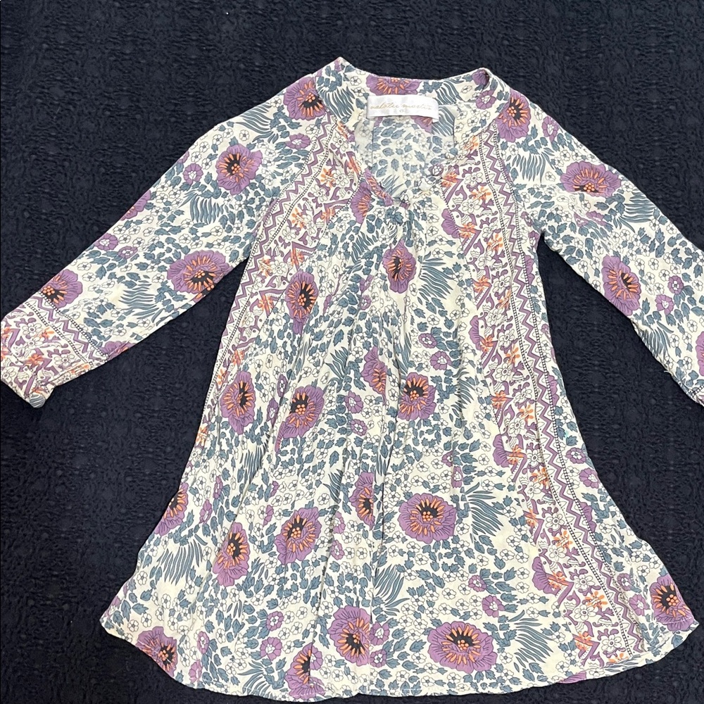 Natalie Martin Kids Dress in Purple and Cream Floral
